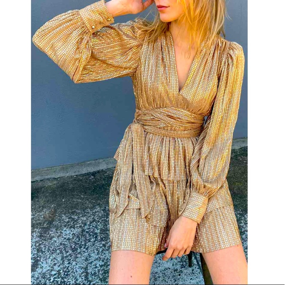 COPY - NEW! Sabina Musayev Mona Gold Metallic Dress - NWT